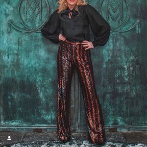 Zara flared sequins pants bloggers fav